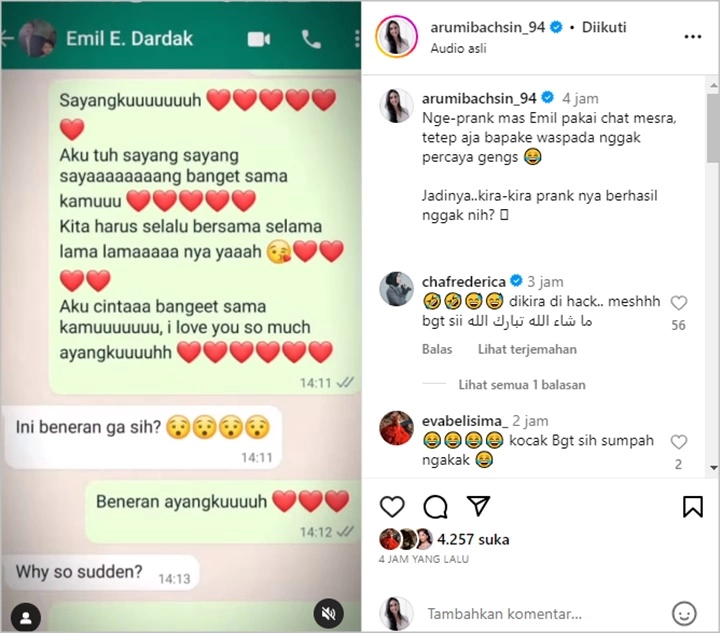 Arumi Bachsin Kirimi Suami Chat Mesra yang Sedang Viral, Emil Dardak Malah Waspada