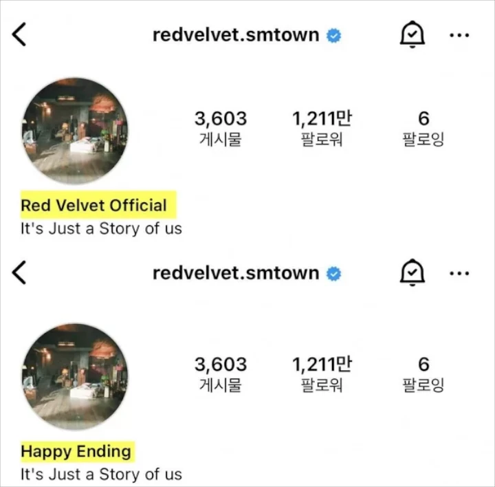Perubahan Instagram Red Velvet