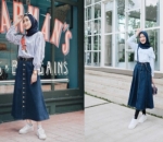 Rok Demin Model Lebar, Jadi Enggak Susah Jalan, Deh