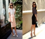 Pencil Skirt dan Striped T-Shirt