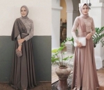 Gaun Panjang dengan Selendang Instan