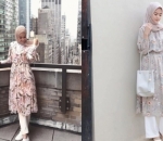 Paduan Dress Floral dan Celana Bahan