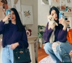 Potret Dengan Tas Mahal dan Anjing Kesayangan