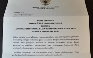 Kemenpora Benarkan Surat Imbauan Setel 'Indonesia Raya' Sebelum Pemutaran Film Bioskop