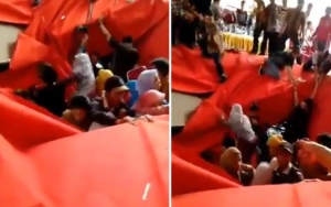 Viral Panggung Pernikahan Tiba-Tiba Ambruk, Pengantin dan Para Tamu Terperosok ke Sungai