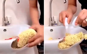 Viral Pria Kelewat Kreatif Perbaiki Wastafel Bolong Pakai Mie Instan, Netter Takjub Sekaligus Jijik