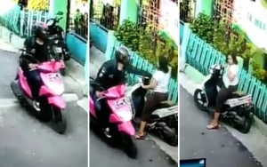 Perempuan Wajib Waspada, Pemotor Ini Iseng Pegang Dada Wanita di Jalan