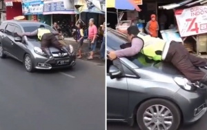 Viral Polisi Nemplok ke Kap Mobil yang Kabur Saat Ditilang, Pengemudi Terancam 1 Tahun Bui
