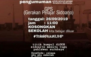 Polisi Sebut Poster yang Ajak Siswa SMK Sidoarjo ikut Demo #SurabayaMenggugat Hoaks