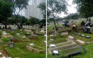 Hindari Macet, Aksi Nekat Para Pengguna Motor Terobos Lahan Makam Tuai Kecaman