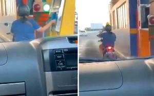 Viral Ibu-Ibu Naik Motor Santai Tap Kartu dan Masuk Jalan Tol, Ini Respons Jasa Marga 