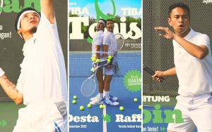 8 Potret Sporty Desta vs Raffi Ahmad Latihan Sebelum Tanding 'Tiba Tiba Tenis'