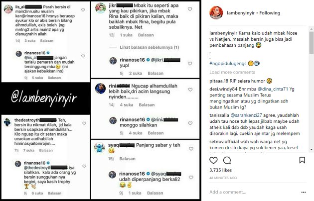 Kritik Netter untuk Rina Nose