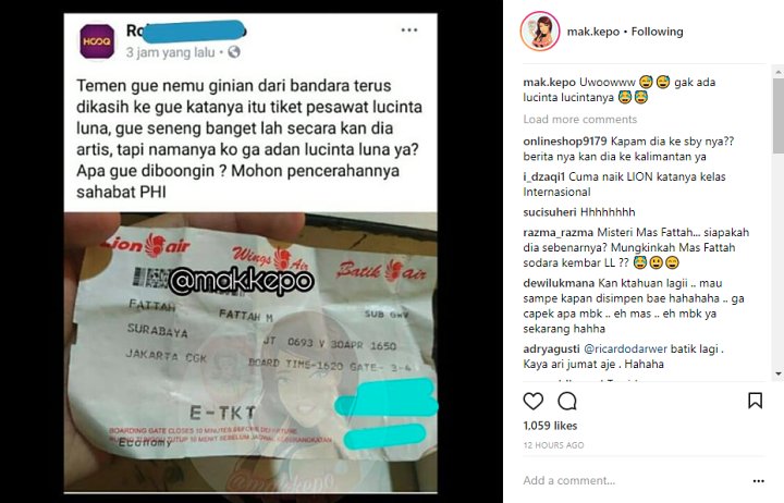 Tiket Pesawat Lucinta Luna