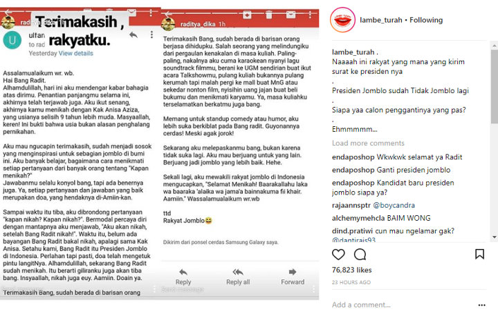 Raditya Dika Dapat Surat dari Rakyat Jomblo