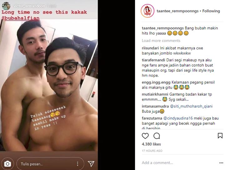 Foto Selfie Bubah Alfian dan Victor Armando