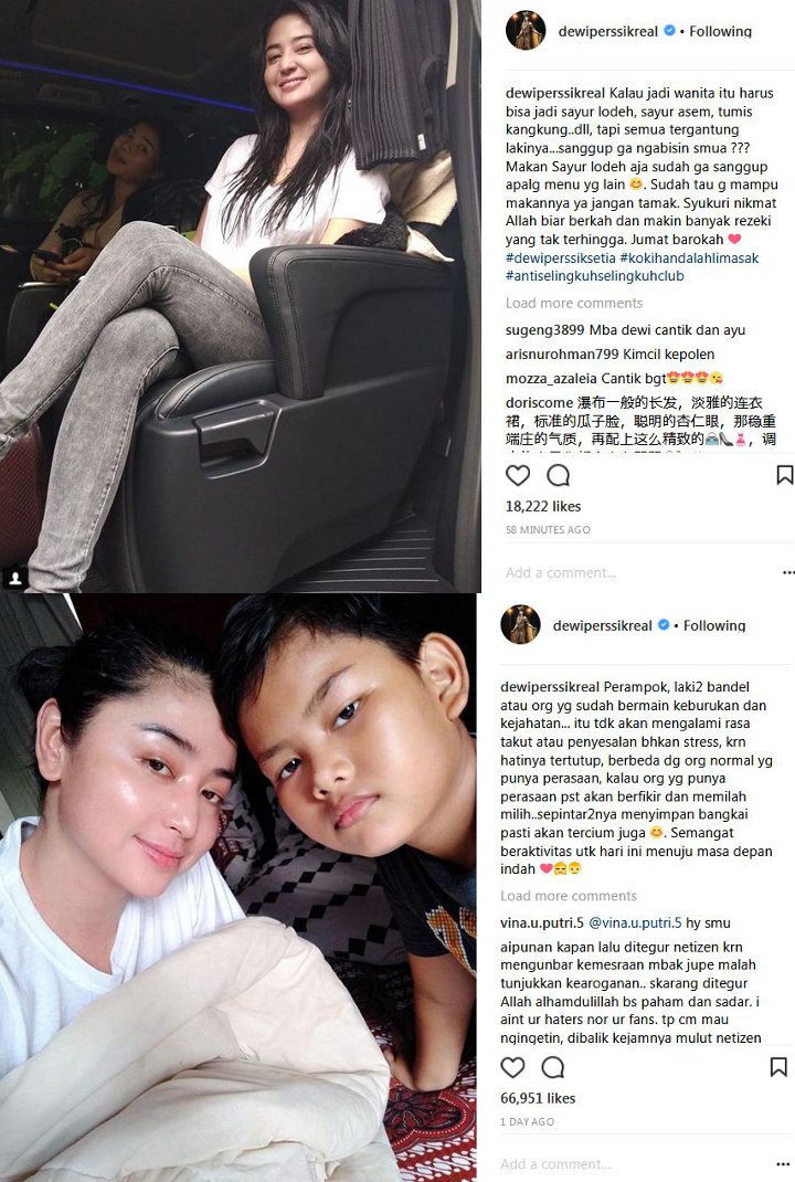 Postingan Dewi Persik Isyaratkan Rumah Tangga Bermasalah?