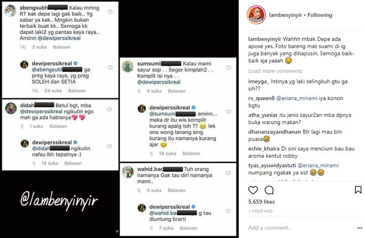 Komentar Netter dan Balasan Dewi Persik