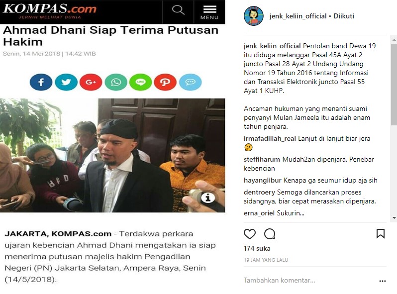 Ahmad Dhani Menerima Kenyataan Bahwa Eksepsinya Ditolak Oleh Majelis Hakim
