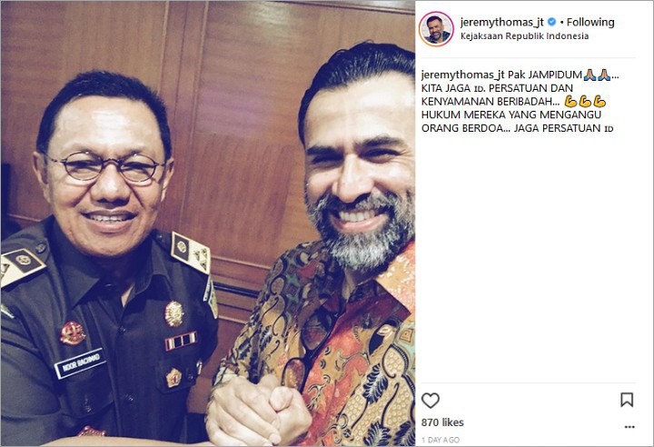 Jeremy Thomas Beri Dukungan Jampidum Noor Rachmad