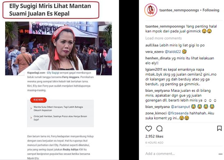 Ngaku Miris Lihat Mantan Suami Jualan Es Kepal, Ely Sugigi Balik Dicibir Netter