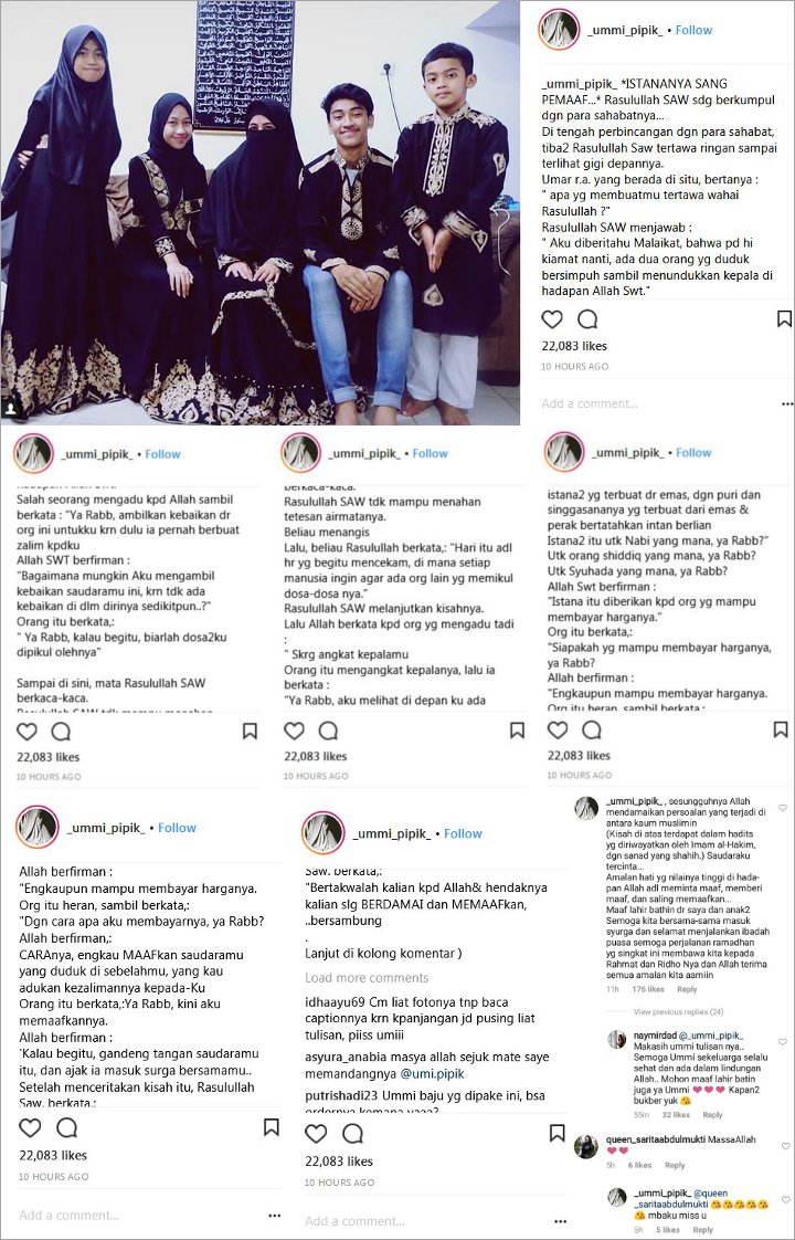 Tulisan Umi Pipik Dikomentari Naysila Mirdad dan Sarita