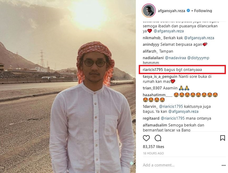 Komentar Unta di Foto Afgan, <a href='https://palembang.tribunnews.com/tag/ria-ricis' title='Ria Ricis'>Ria Ricis</a> Kena 'Semprot' Netter