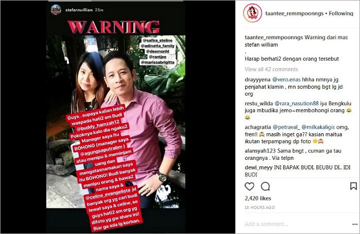 Stefan William Peringatkan Fans Soal Penipu