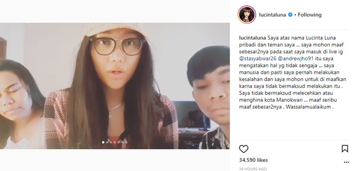 Video Lucinta Luna Minta Maaf