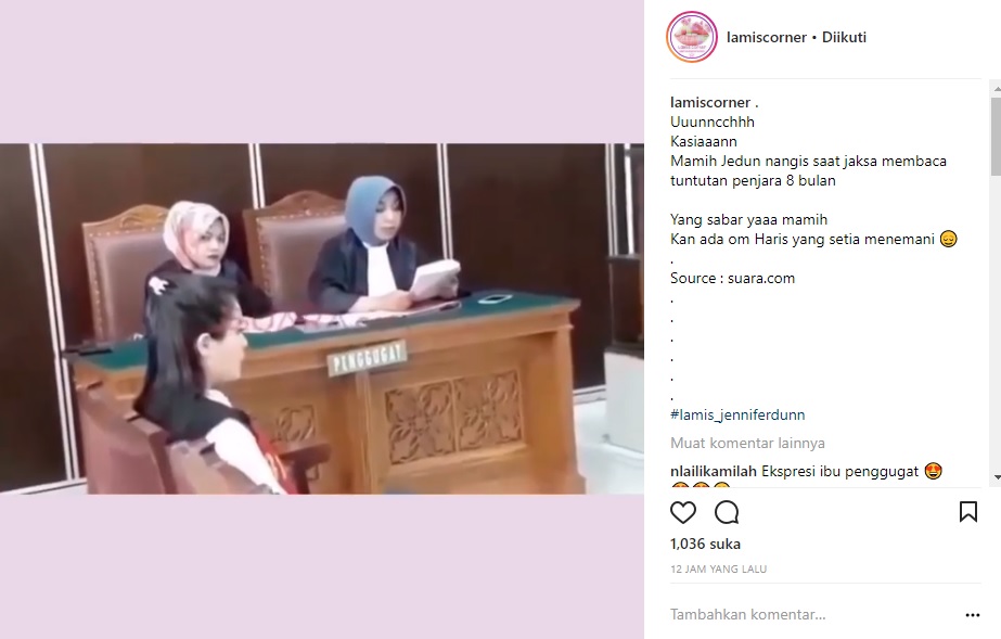 Jennifer Dunn Dengarkan Pembacaan Jaksa