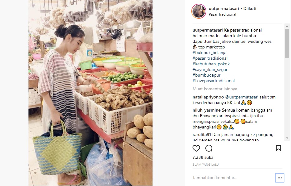 Jadi Istri Polisi, Uut Permatasari Sibuk Belanja ke Pasar
