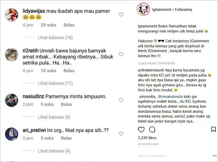 Komentar Netter Soal Umrah Krisdayanti