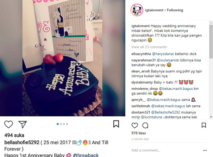 Bella Shofie Rayakan Anniversary Pernikahan, Netter: Baru Tahu Dia Udah Nikah