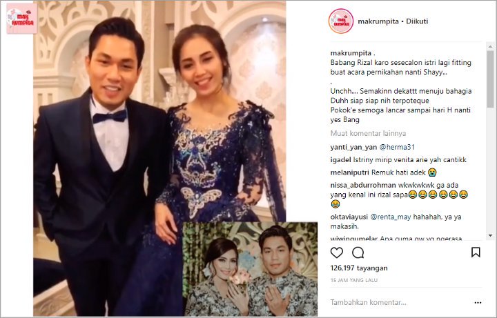 Calon Istri Rizal Armada Pakai Gaun Pengantin