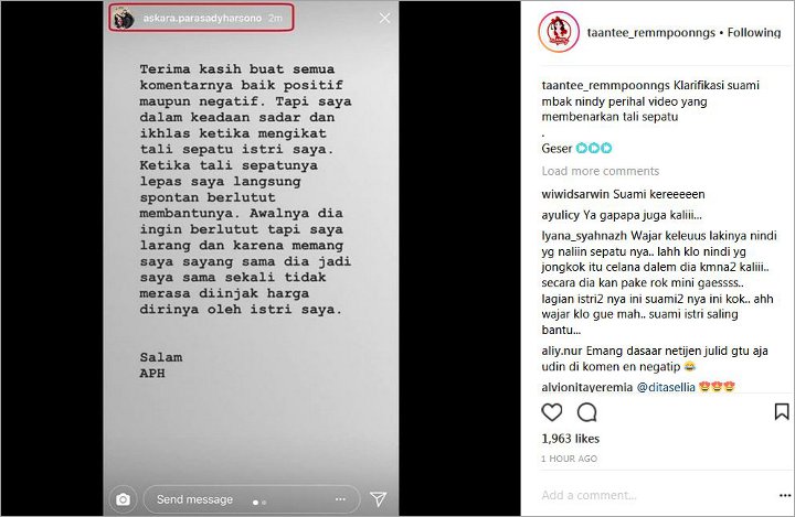 Klarifikasi Suami Nindy