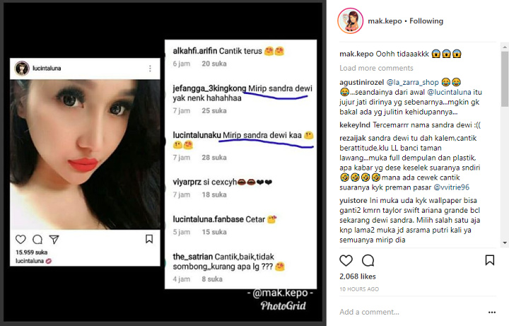 Lucinta Luna Dibilang Mirip Sandra Dewi