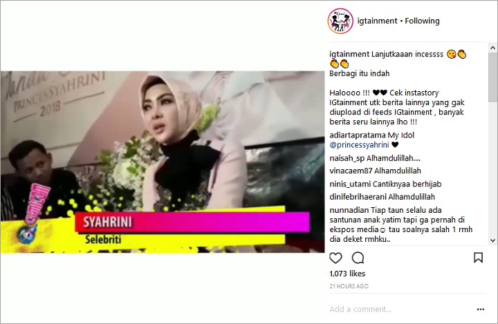 Syahrini Punya Yayasan Janda