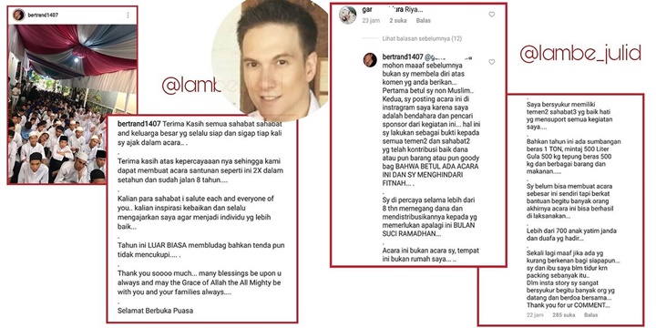 Dibilang Riya Pamer Foto Lakukan Kegiatan Amal, Bertrand 