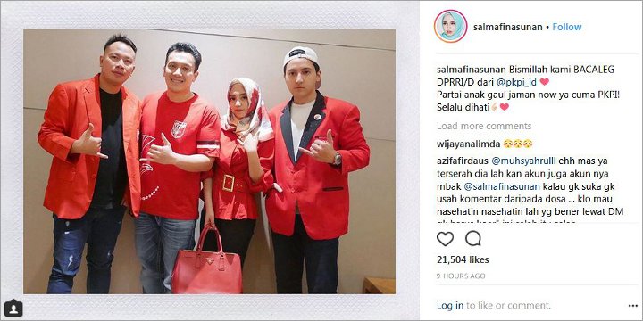 Bareng Vicky Prasetyo dan Aaron Ashab, Salmafina Anak Sunan Kalijaga Umumkan Jadi Bakal Caleg