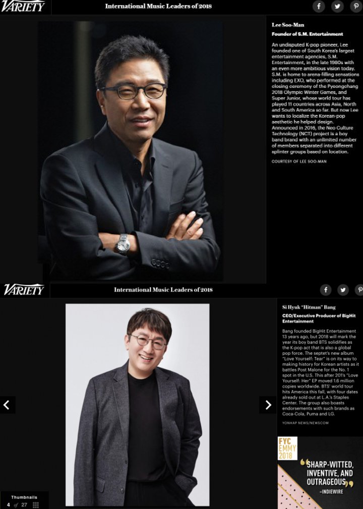 Selamat, Bang Shi Hyuk - Lee Soo Man Masuk Daftar \'International Music Leaders\' 2018