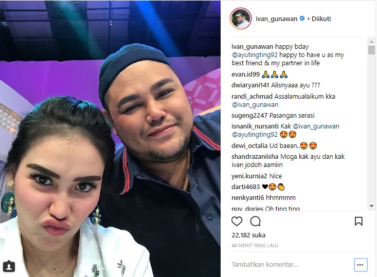 Ivan Gunawan Beri Ucapan Manis ke Ayu Ting Ting, Netter 