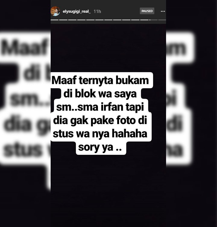 Ely Sugigi Tidak Diblokir Irfan