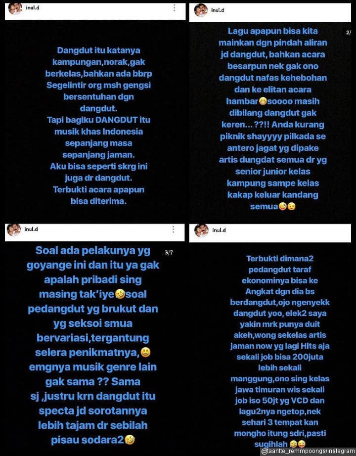 Tulis Curhatan Soal Goyangan Ngebor Dangdut Diprotes, Inul Daratista Banjir Cibiran