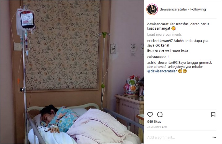 Kabar Keguguran Dianggap Drama, Dewi Sanca Unggah Foto Transfusi Darah