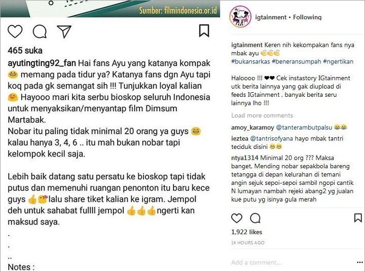 Fans Ayu Ting Ting Ajak Nobar