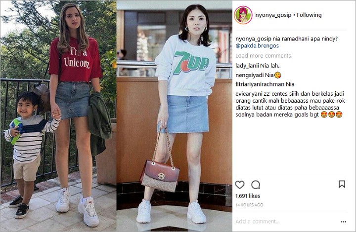 Sama-Sama Kece Pakai Rok Denim Mini, Netter Bandingkan Gaya Nia Ramadhani dan Nindy