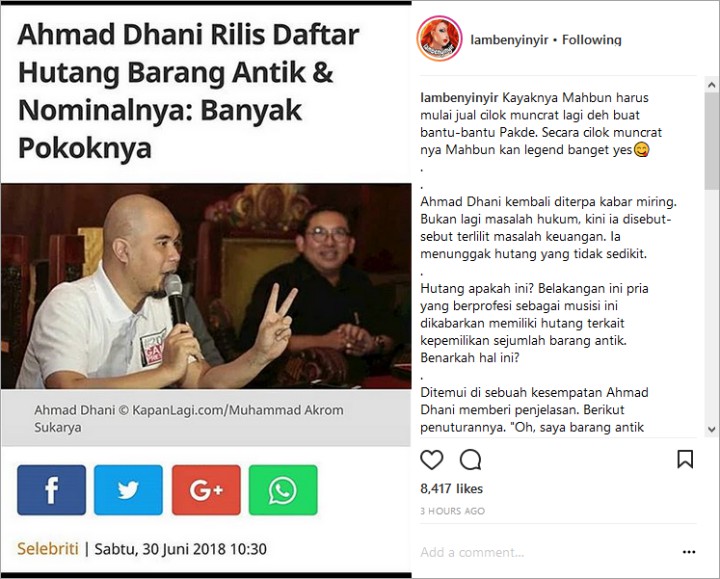 Kata Netter Soal Rincian Utang Ahmad Dhani