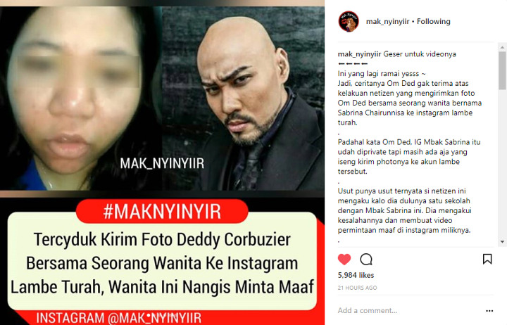 Permintaan Maaf Penyebar Foto Deddy Corbuzier