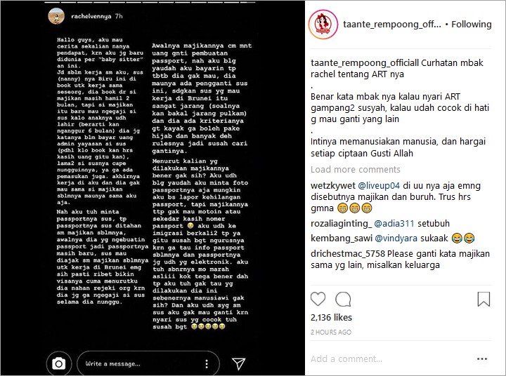 Curhat Begini Soal Babysitter, Kebaikan Selebgram Rachel Vennya Dipuji Netter