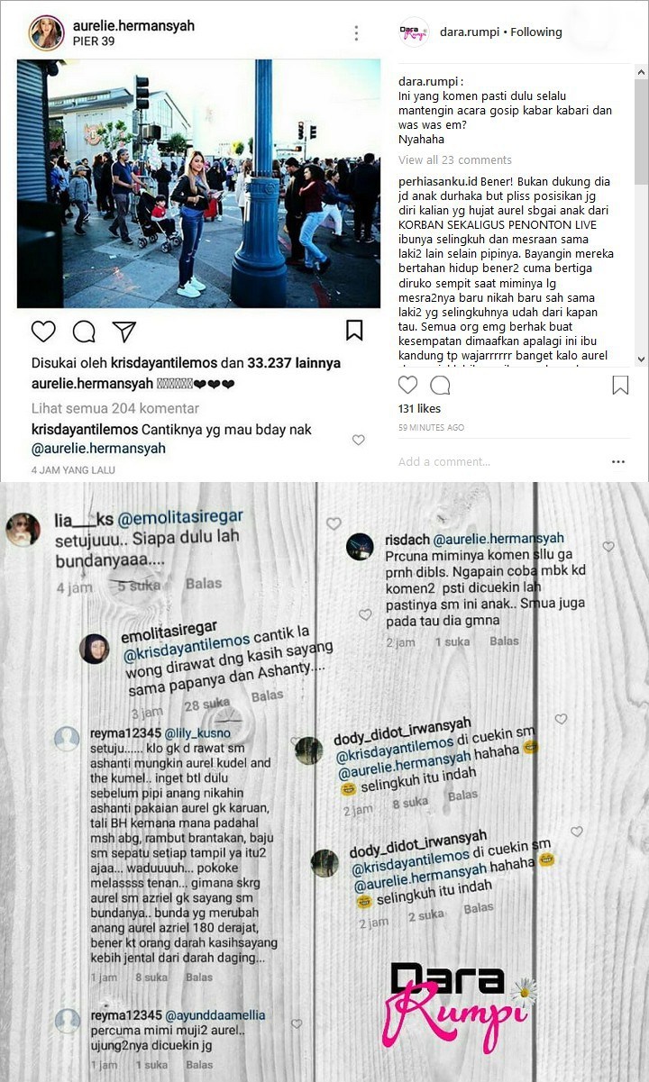 Komentar Krisdayanti di Akun Aurel Hermansyah